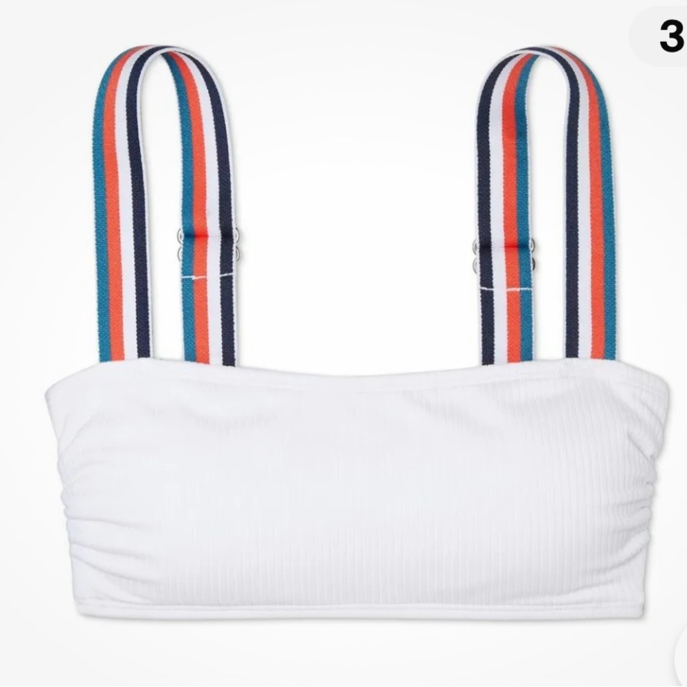 Juniors' Xhilaration Ribbed Bralette Bikini Top, White, swim top, D/DD, NWT - Picture 3 of 6